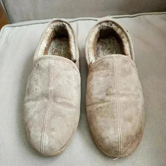 Size 13 Lamo Men's Romeo Suede Faux Fur Chestnut Slip On Slippers Shoe - Picture 2 of 6